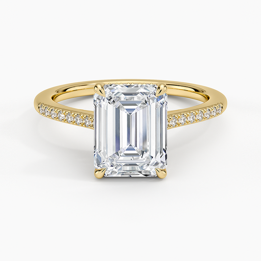 Lissome Half Coverage Diamond Ring - Emerald Cut Center Stone