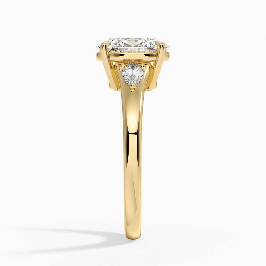Aria Three Stone Signet Diamond Ring (1/4 ct. tw.) - Oval Cut Center Stone