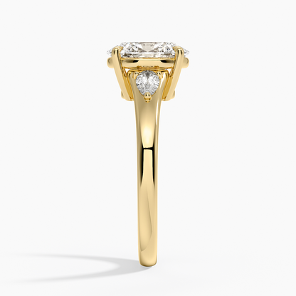 Aria Three Stone Signet Diamond Ring (1/4 ct. tw.) - Oval Cut Center Stone