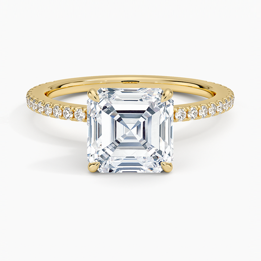Demi Three-Quarter Coverage Diamond Ring (1/3 ct. tw.) - Asscher Cut Center Stone