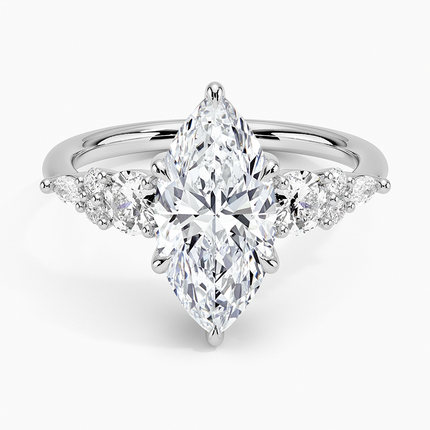 Nadia Three Stone Diamond Ring - Marquise Center Stone