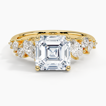 Olivetta Tapered Diamond Ring (1/2 ct. tw.) - Asscher Cut Center Stone