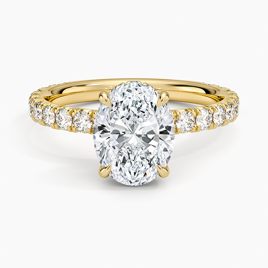 Perfect Fit French Pavé Diamond Ring - Oval Center Stone