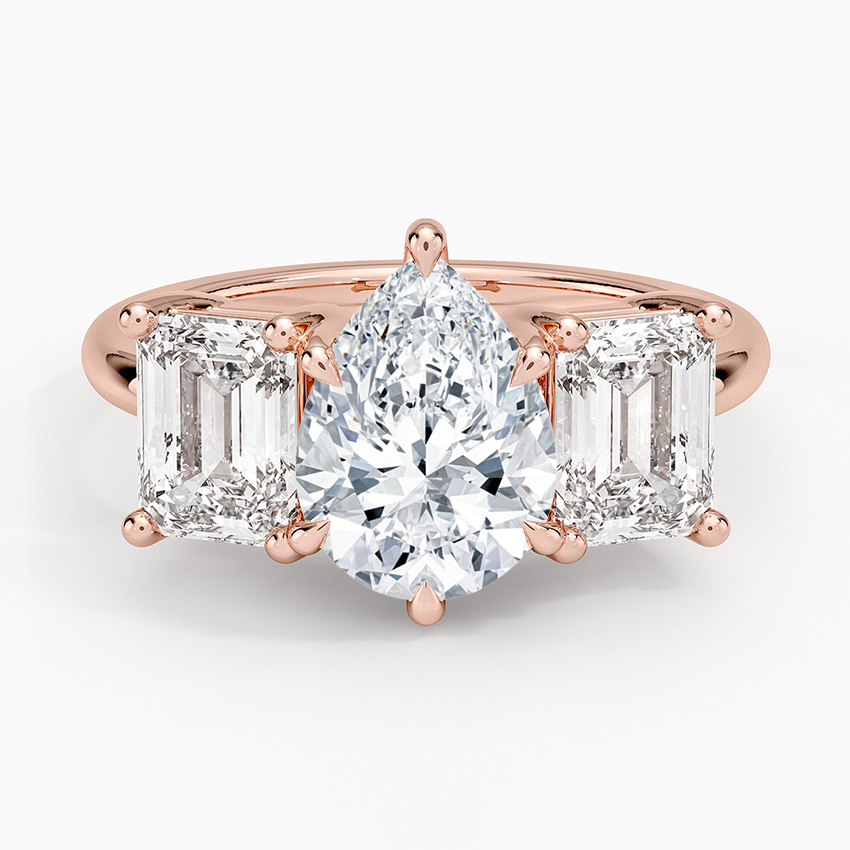 Luxe Rhiannon Three Stone Diamond Ring (1 1/10 ct. tw.) - Pear Center Stone