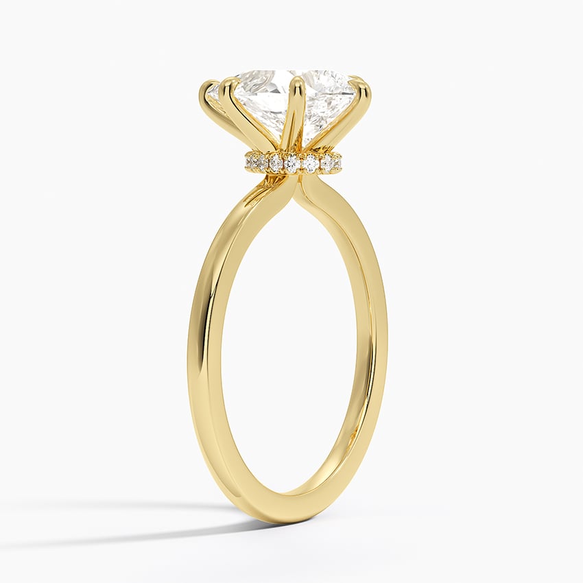 Secret Halo Six-Prong Diamond Ring - Pear Center Stone