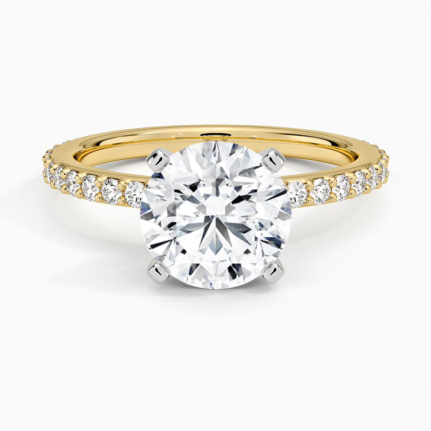 Petite Shared Prong Three-Quarter Coverage Diamond Ring (1/3 ct. tw.) - Round Center Stone
