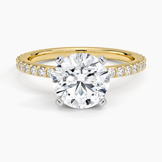 Petite Shared Prong Three-Quarter Coverage Diamond Ring (1/3 ct. tw.) - Round Center Stone