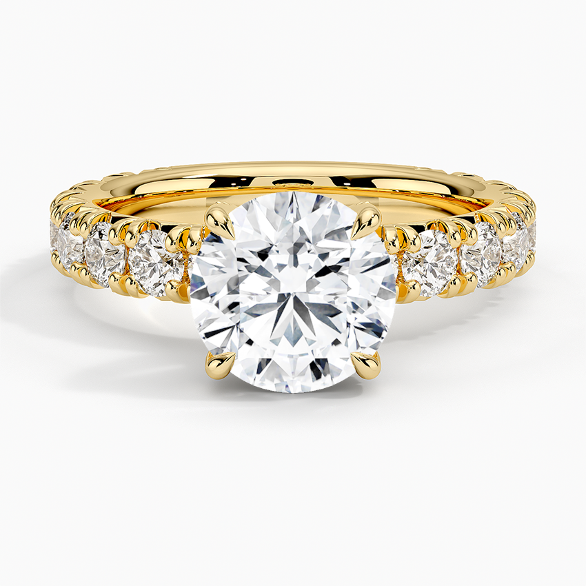 Ellora Three-Quarter Coverage Diamond Ring - Round Center Stone