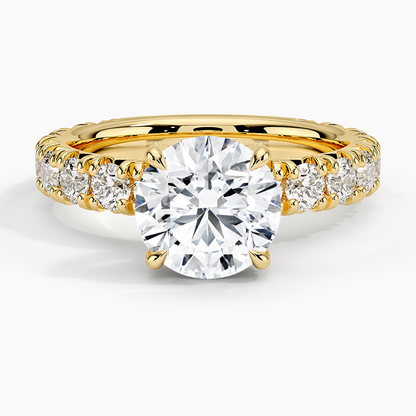 Ellora Three-Quarter Coverage Diamond Ring - Round Center Stone