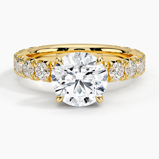 Ellora Three-Quarter Coverage Diamond Ring - Round Center Stone