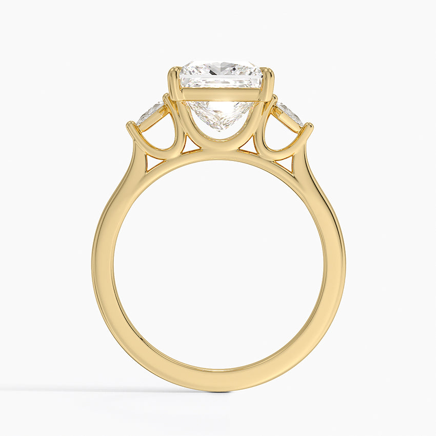 Petite Cometa Perfect Fit Three Stone Diamond Ring - Princess Cut Center Stone