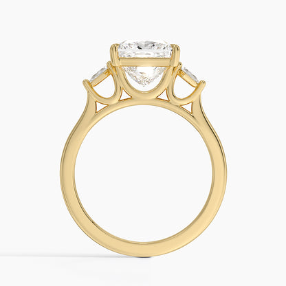 Petite Cometa Perfect Fit Three Stone Diamond Ring - Princess Cut Center Stone