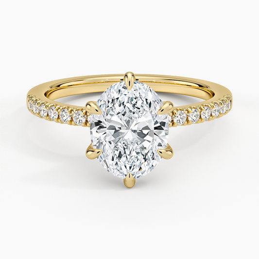 Bliss Six-Prong Diamond Ring (1/6 ct. tw.) - Oval Center Stone