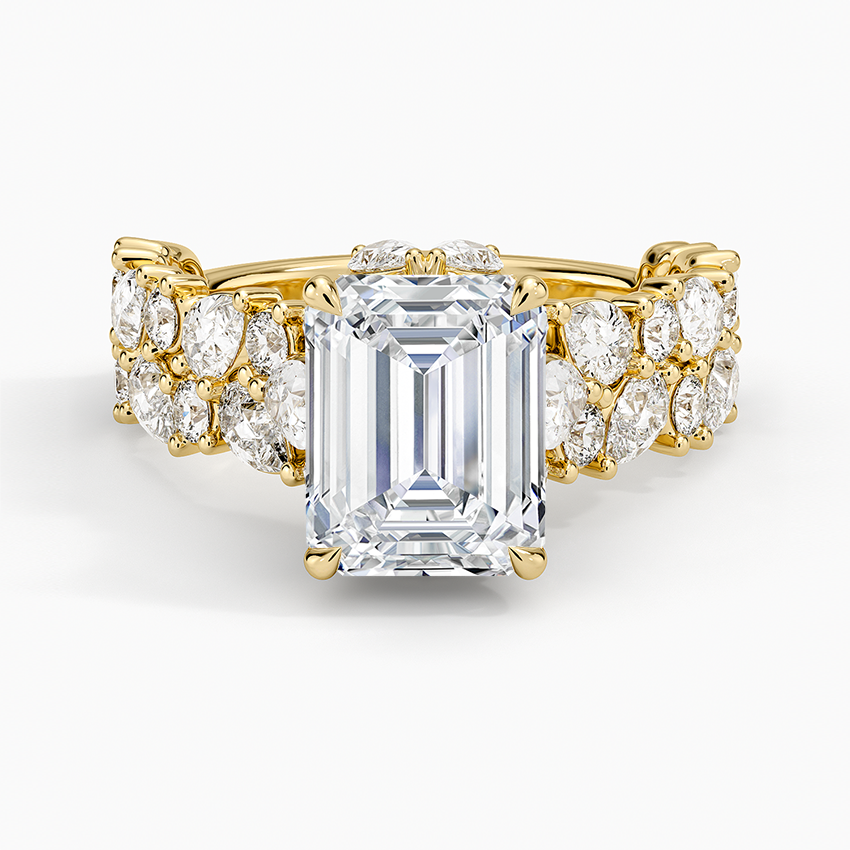 Olivetta Double Row Diamond Ring (2 1/2 ct. tw.) - Emerald Cut Center Stone