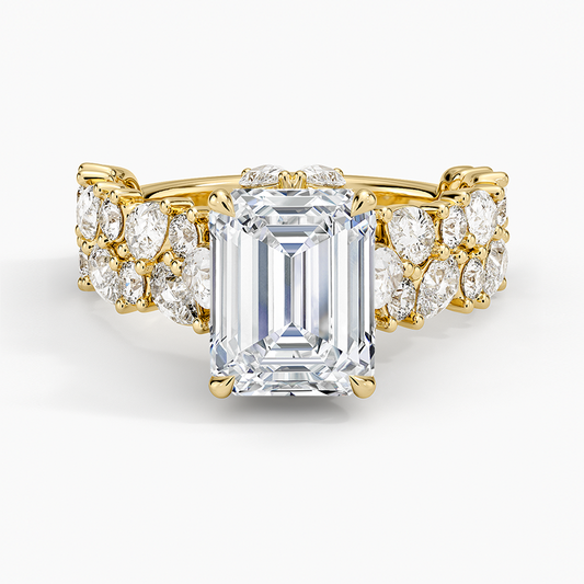 Olivetta Double Row Diamond Ring (2 1/2 ct. tw.) - Emerald Cut Center Stone