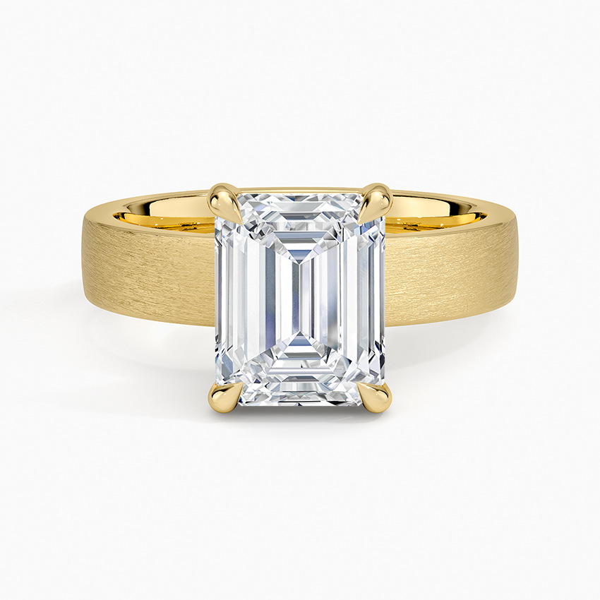 Peyton 4mm Satin Finish Solitaire Ring - Emerald Cut Center Stone