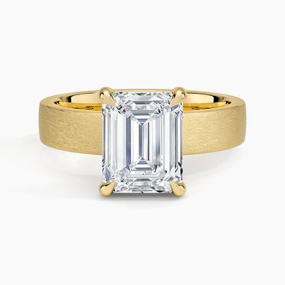 Peyton 4mm Satin Finish Solitaire Ring - Emerald Cut Center Stone