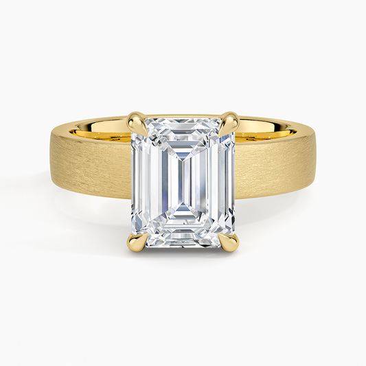 Peyton 4mm Satin Finish Solitaire Ring - Emerald Cut Center Stone