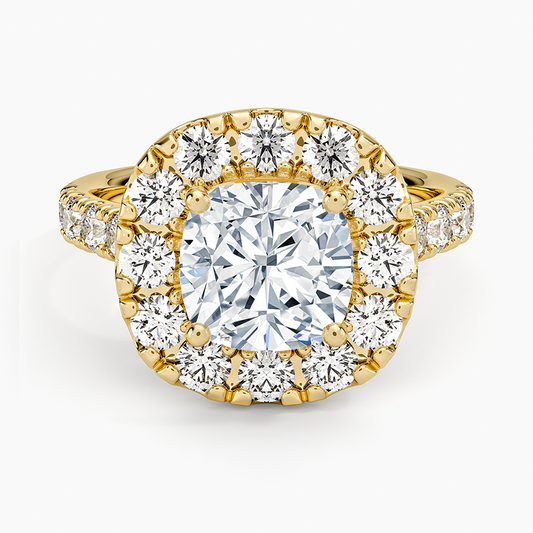 Adele Halo Diamond Ring - Cushion Cut Center Stone