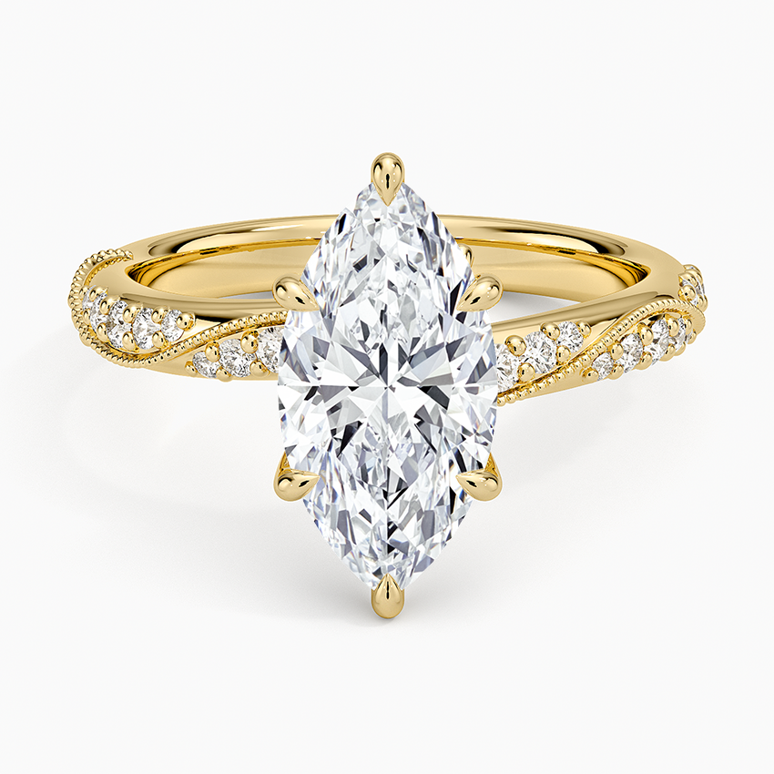 Camellia Hidden Accent 2.5mm Diamond Ring - Marquise Center Stone