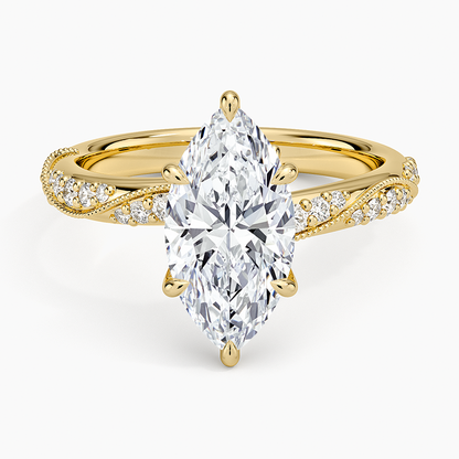 Camellia Hidden Accent 2.5mm Diamond Ring - Marquise Center Stone