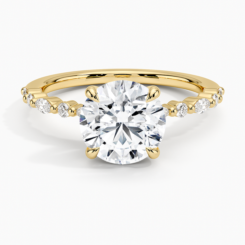 Delicate Versailles Diamond Ring - Round Center Stone