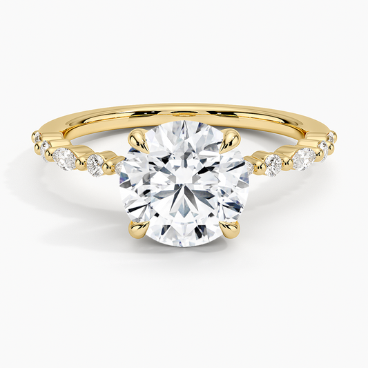 Delicate Versailles Diamond Ring - Round Center Stone