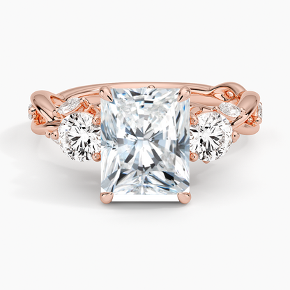 Secret Garden Three Stone Diamond Ring (3/4 ct. tw.) - Radiant Cut Center Stone