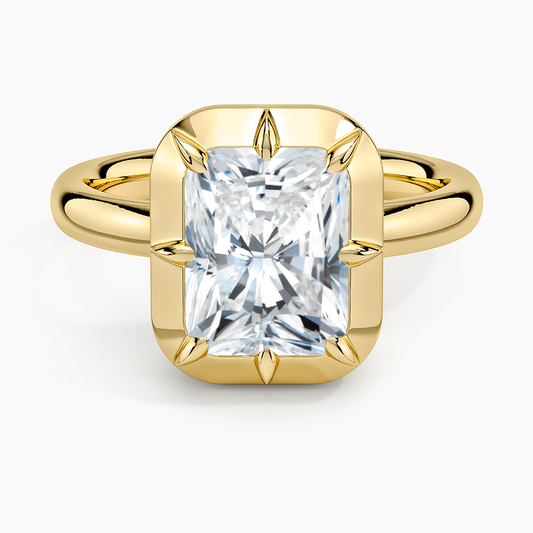 Harper Bezel Prong Solitaire Ring - Radiant Cut Center Stone