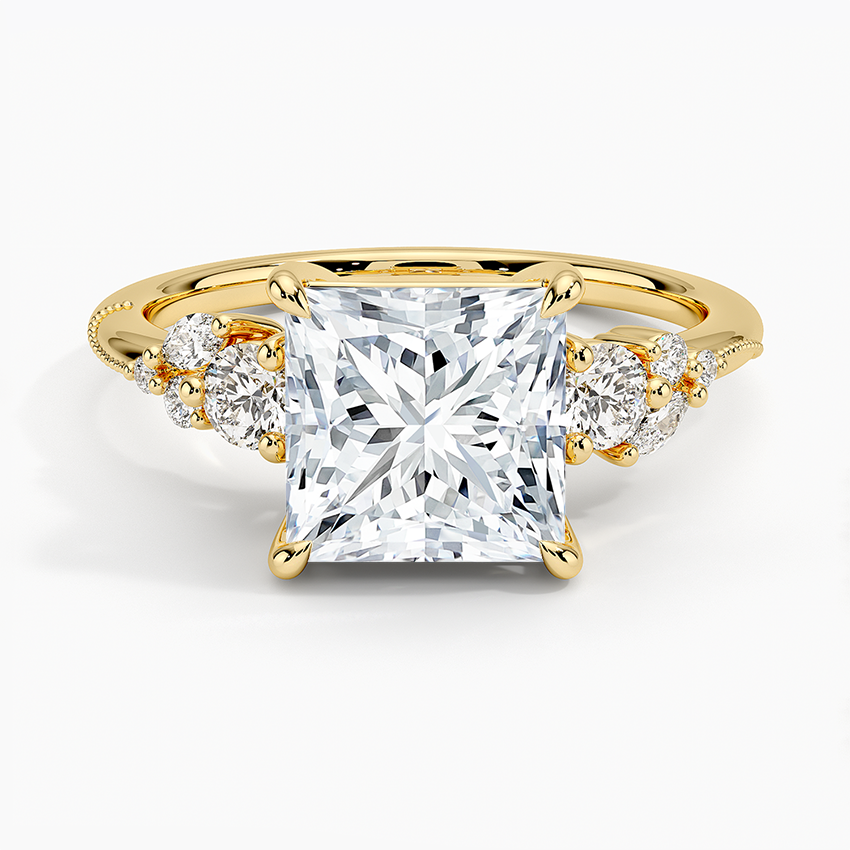 Camellia Three Stone Diamond Ring (1/3 ct. tw.) - Princess Cut Center Stone