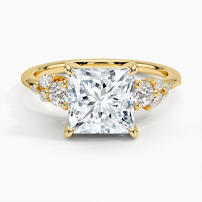 Camellia Three Stone Diamond Ring (1/3 ct. tw.) - Princess Cut Center Stone