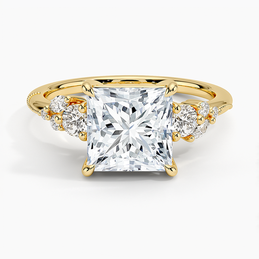 Camellia Three Stone Diamond Ring (1/3 ct. tw.) - Princess Cut Center Stone
