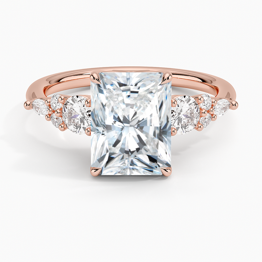 Nadia Three Stone Diamond Ring - Radiant Cut Center Stone