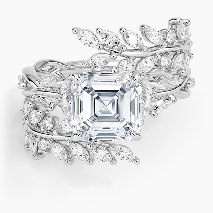 Secret Garden Wrap Diamond Ring - Asscher Cut Center Stone