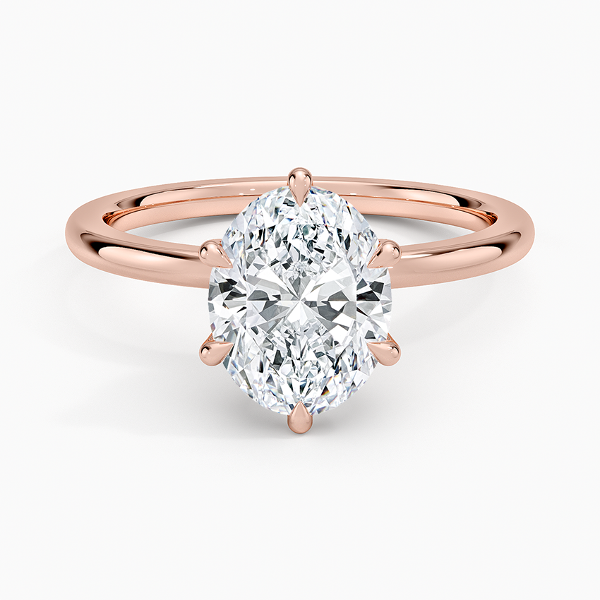 Petal Six Prong Diamond Ring - Oval Center Stone