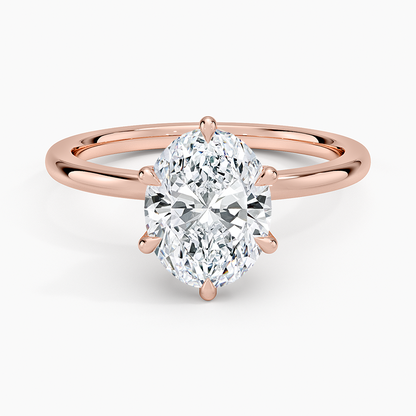 Petal Six Prong Diamond Ring - Oval Center Stone