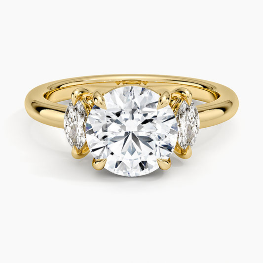 Sasha Three Stone Marquise Diamond Ring (1/3 ct. tw.) - Round Center Stone