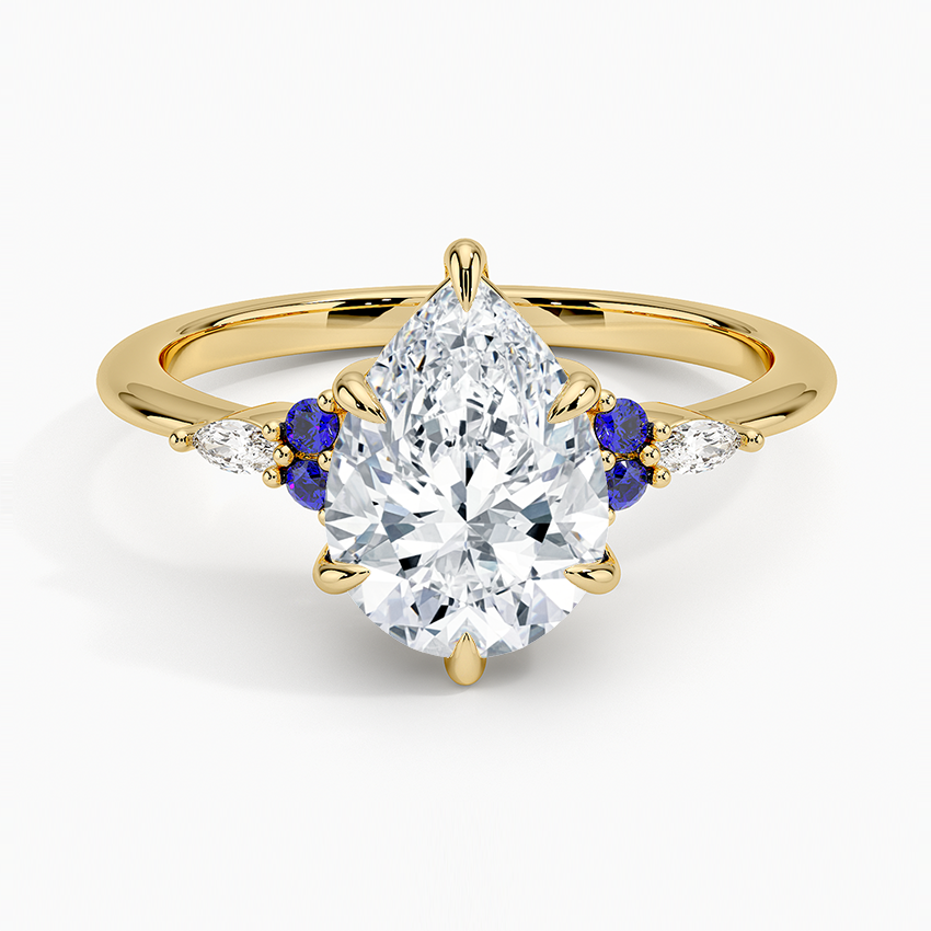Nadia Sapphire and Diamond Ring - Pear Cut Center Stone