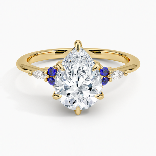 Nadia Sapphire and Diamond Ring - Pear Cut Center Stone