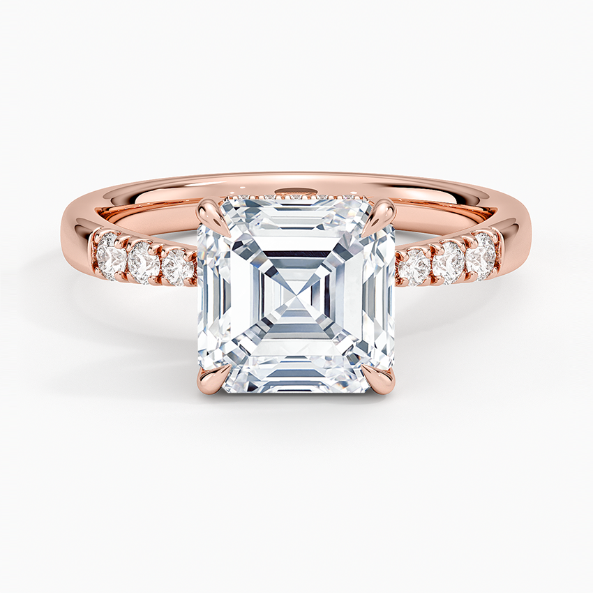 Bella Hidden Halo Diamond Ring (1/5 ct. tw.) - Asscher Cut Center Stone