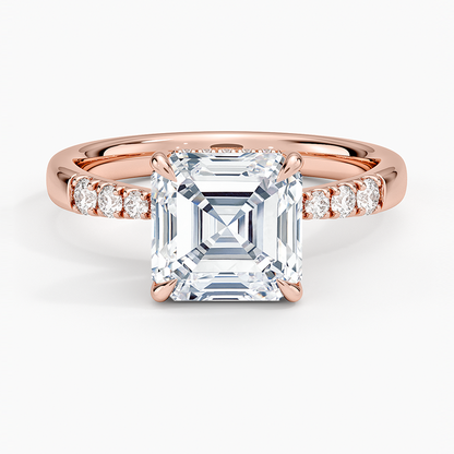 Bella Hidden Halo Diamond Ring (1/5 ct. tw.) - Asscher Cut Center Stone