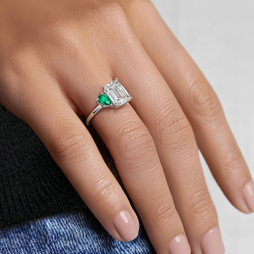 Viridian Toi et Moi Diamond Ring