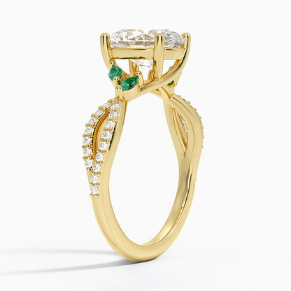 Luxe Willow Lab Emerald and Diamond Ring (1/8 ct. tw.) - Oval Center Stone