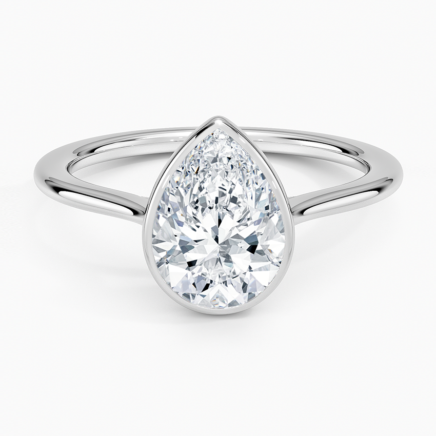 Petite Luna 1.5mm Bezel Ring - Pear Center Stone