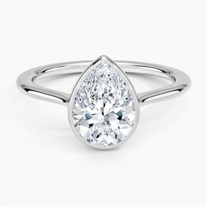 Petite Luna 1.5mm Bezel Ring - Pear Center Stone