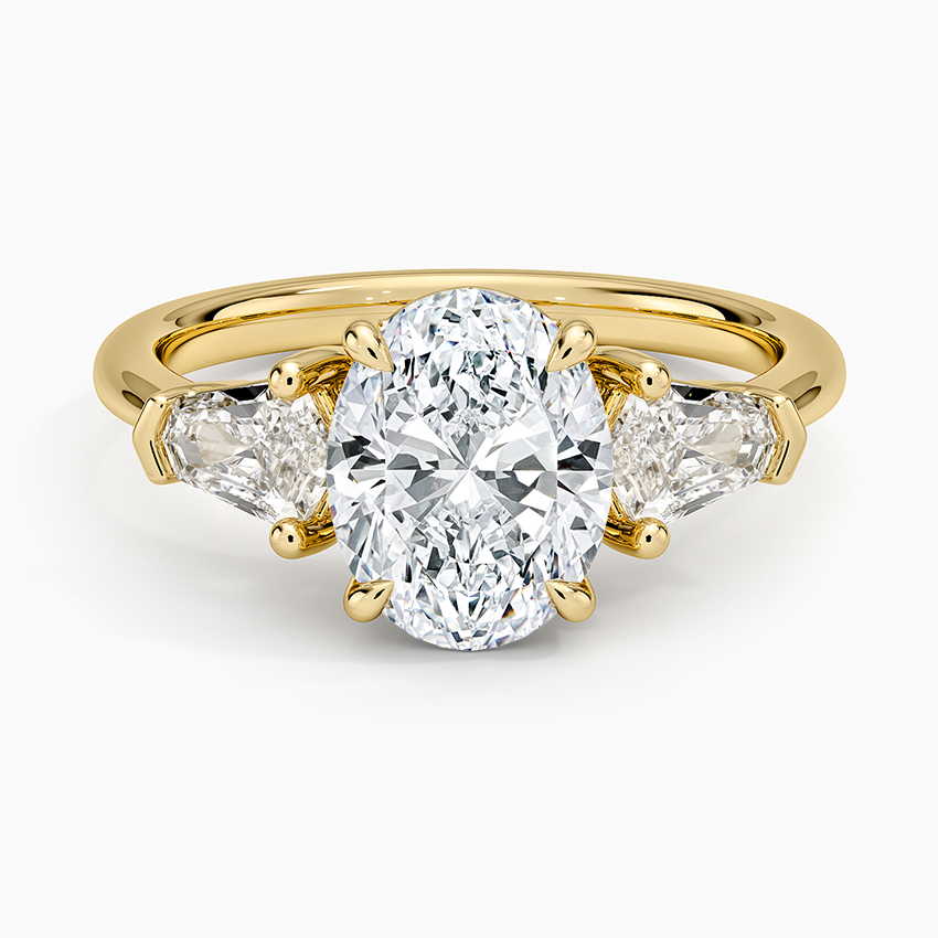 Shield Cut Three Stone Diamond Ring (1/2 ct. tw.) - Oval Center Stone