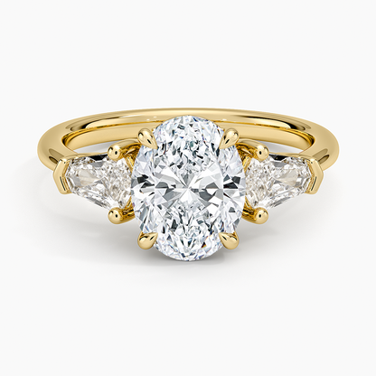 Shield Cut Three Stone Diamond Ring (1/2 ct. tw.) - Oval Center Stone