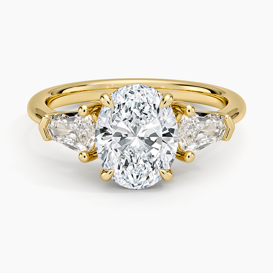 Shield Cut Three Stone Diamond Ring (1/2 ct. tw.) - Oval Center Stone