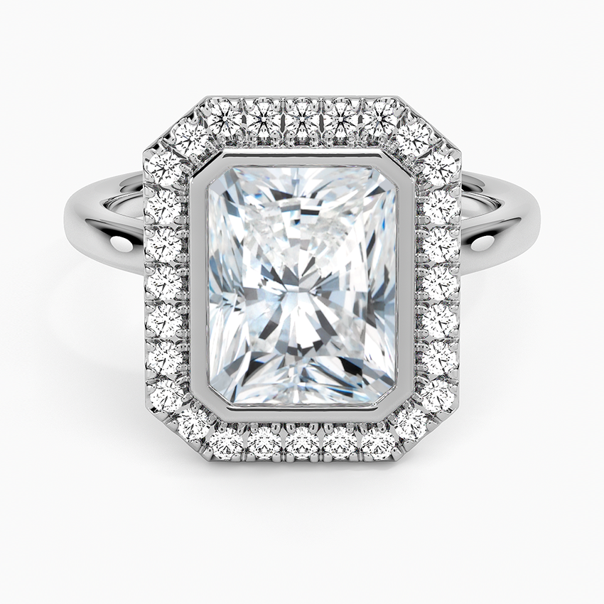 Bezel Halo Diamond Ring (1/4 ct. tw.) - Radiant Cut Center Stone