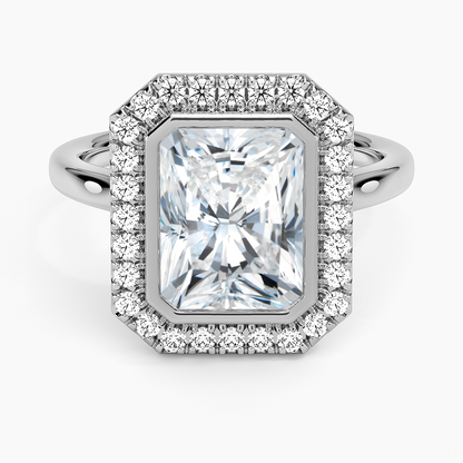 Bezel Halo Diamond Ring (1/4 ct. tw.) - Radiant Cut Center Stone